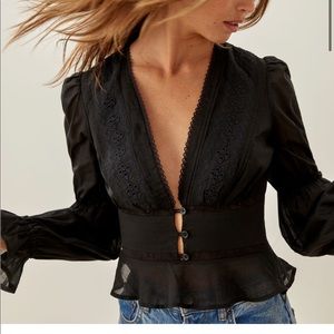 Reformation black long sleeve shirt